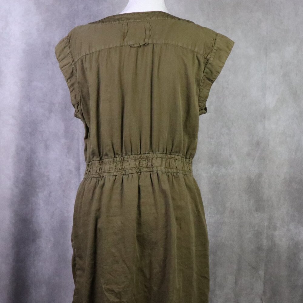 Anthropologie Hei Hei Utility Safari Dress Womens Large Olive Green Drawstrings - Picture 2 of 10